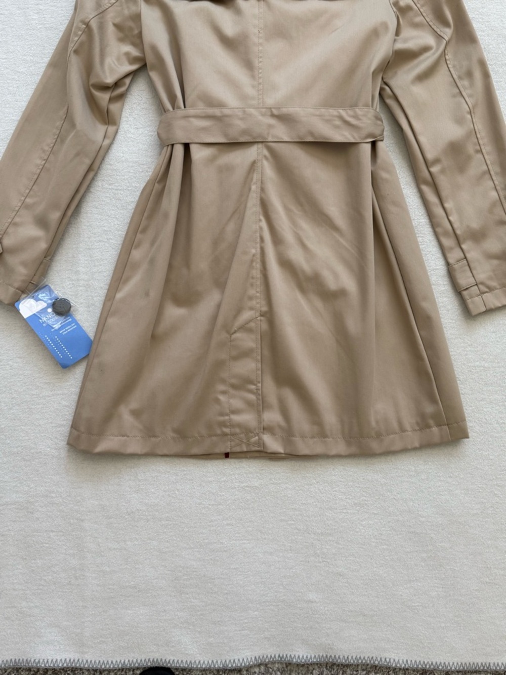 Tan Double Breasted Trench Coat Water Repellent Belted Size Small NWT Classic - Picture 6 of 13
